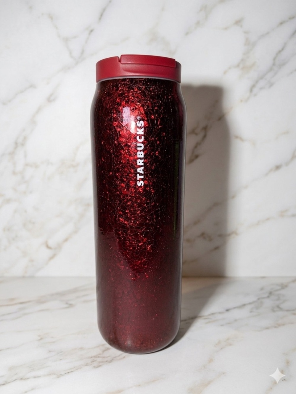 Starbucks Red Crackle Metallic Tumbler 20 oz Stainless Steel Travel Mug NWT New